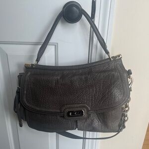 Coach Grey Leather and Suede handbag with dust ruffle